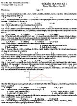 Đề kiểm tra học kỳ 1 môn Hóa học lớp 11 - Trường THPT Ứng Hòa B